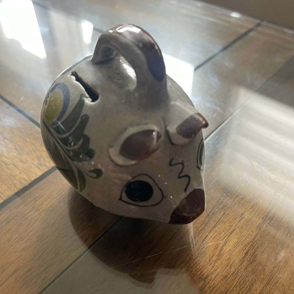 Hand Painted Ceramic‎ Piggy Bank Folk Art Decor Coin Bank Home Decor